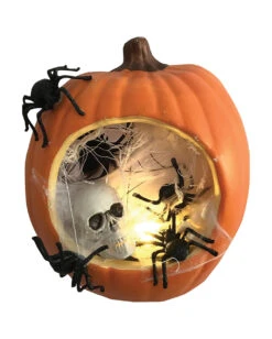 Halloween Kürbis Mit Totenkopf & Spinnen