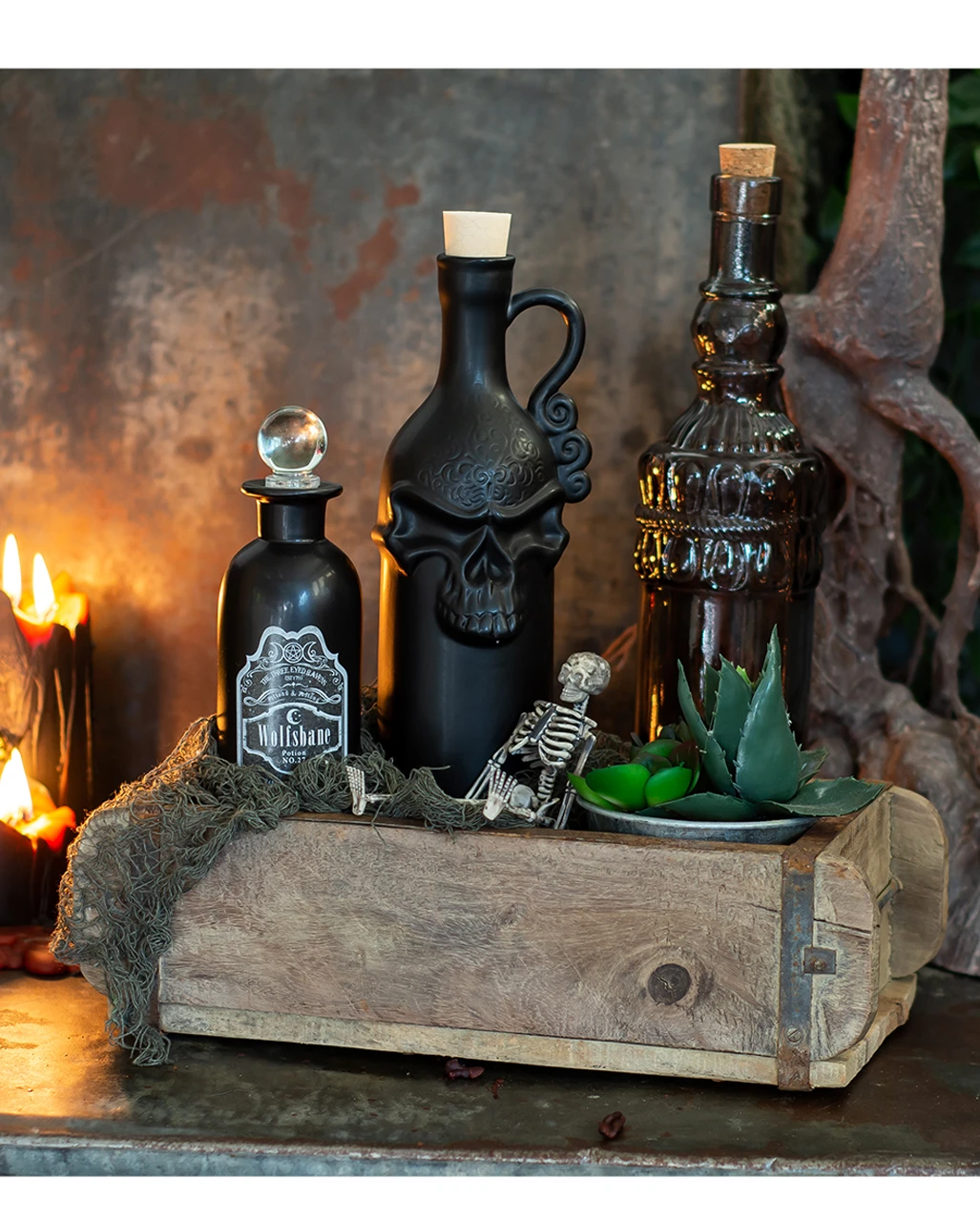 Vintage Glasflasche Kristallschliff Eckig 23cm – Bild 3