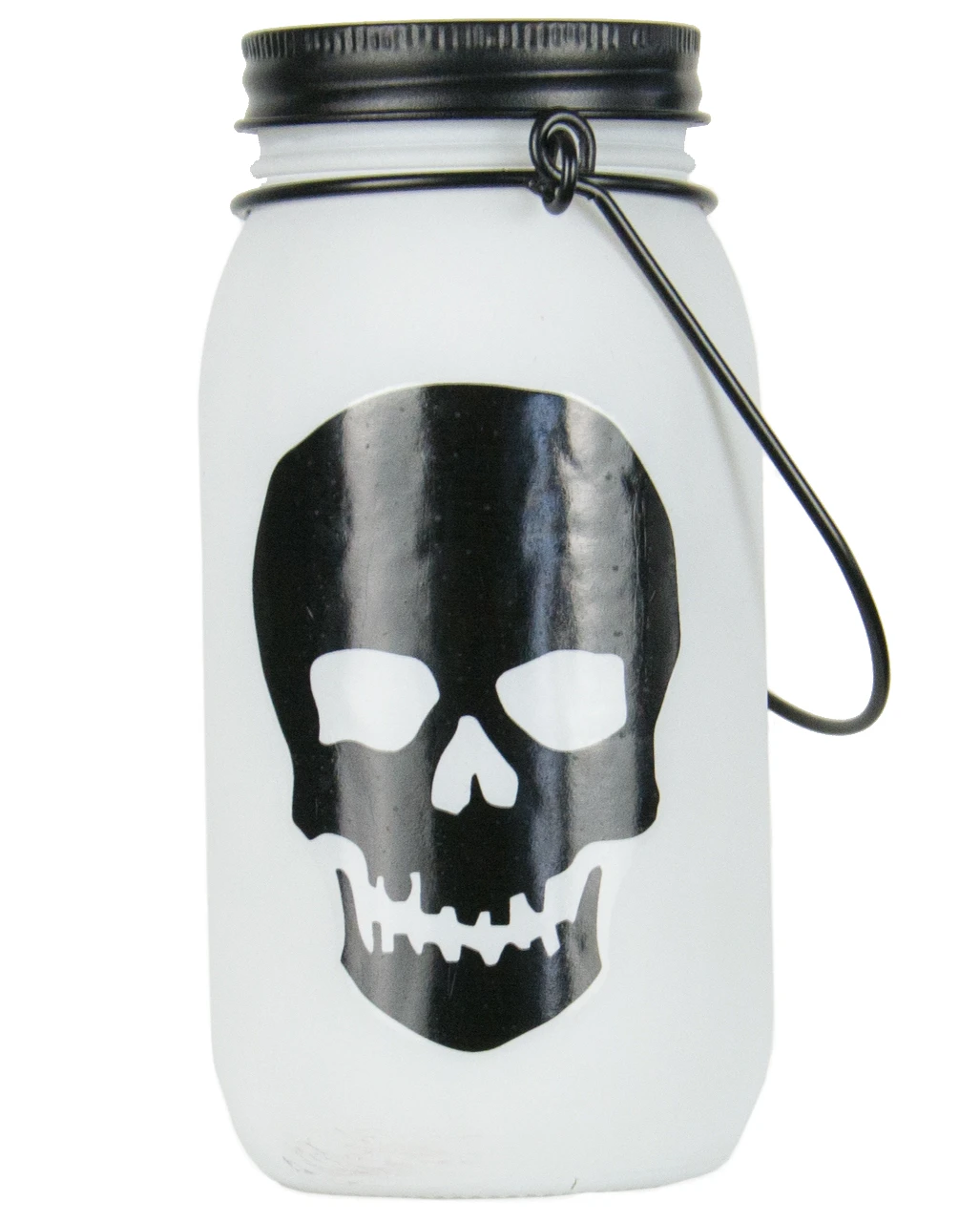 Beleuchtete Totenschädel Laterne Aus Glas