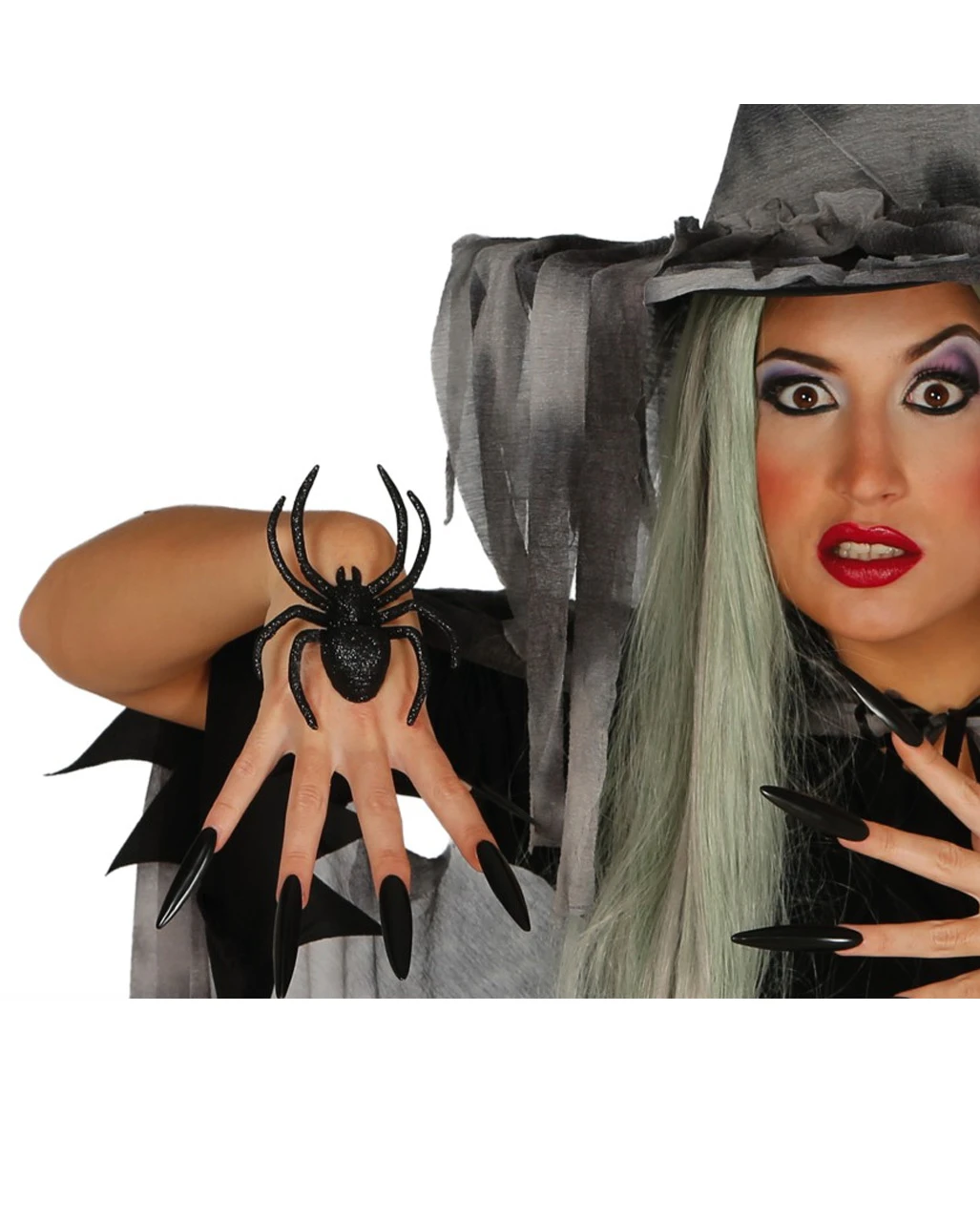 2 Schwarze Glitzer Spinnen – Bild 2