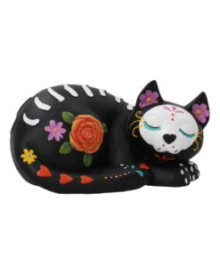 Schlafende Sugar Skull Katze 22cm