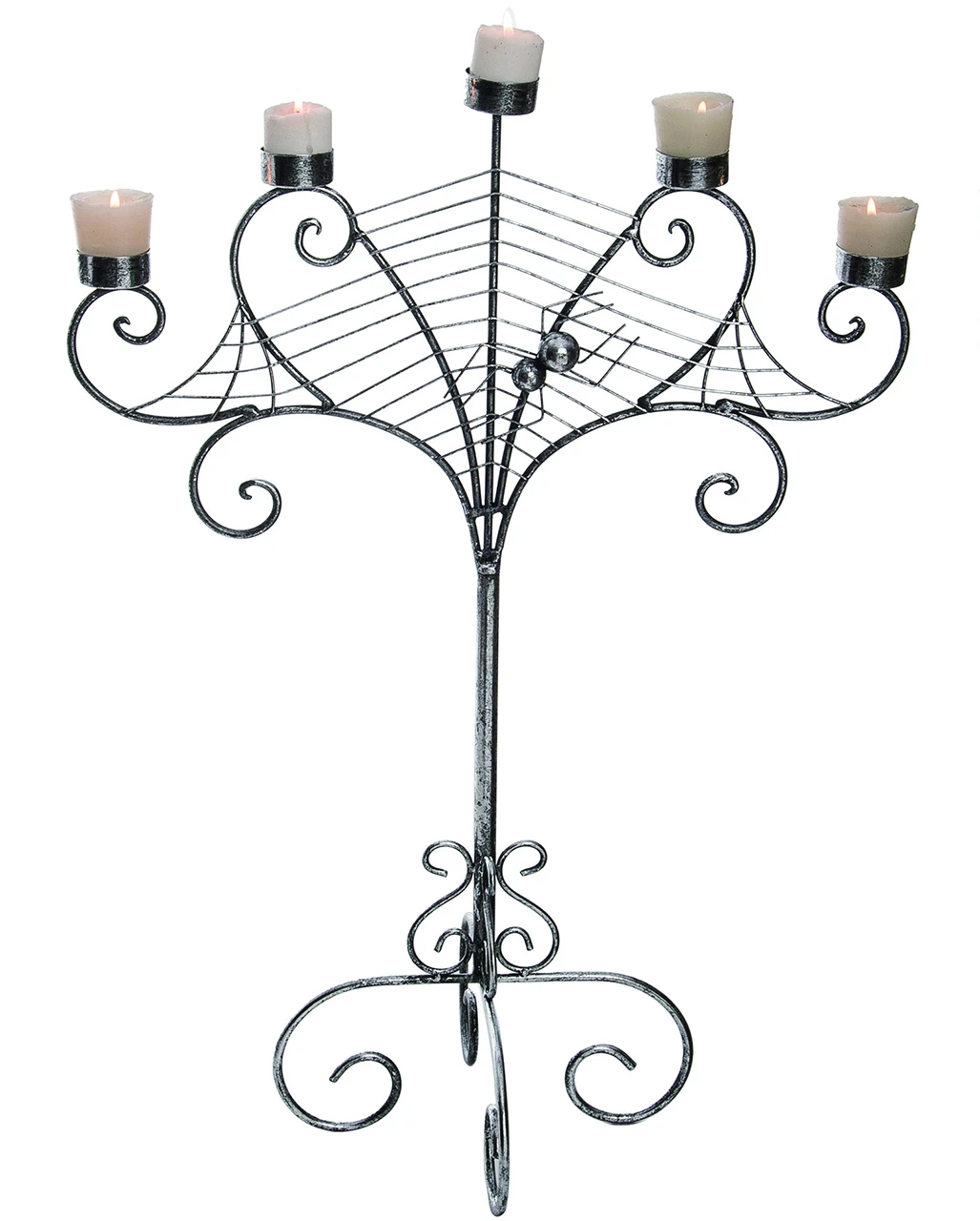 Silberner Metall Spinnweben Kerzenständer