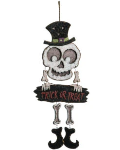 Spooky Skelett Holzschild Trick Or Treat